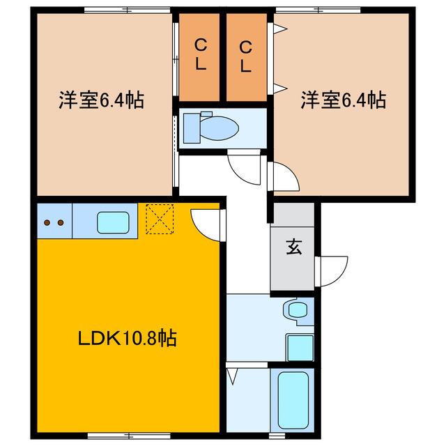 U・TOPIA34B(2LDK/1階)の間取り写真
