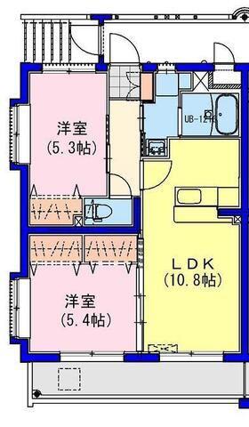 ライズ霧島(2LDK/1階)の間取り写真