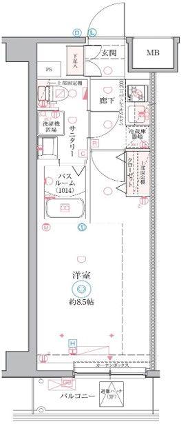 CREVISTA戸田(1K/2階)の間取り写真
