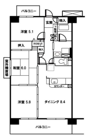パウロニアヒルズ(3DK/4階)の間取り写真
