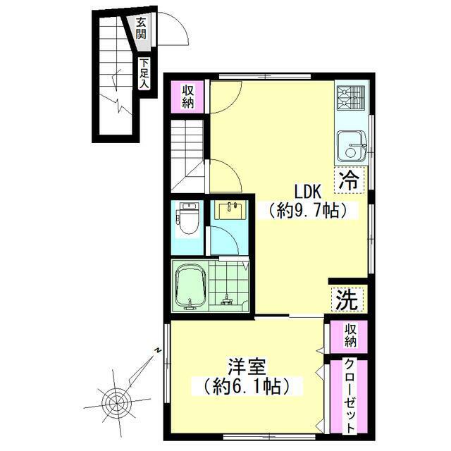 アルコイリス桜(1LDK/2階)の間取り写真