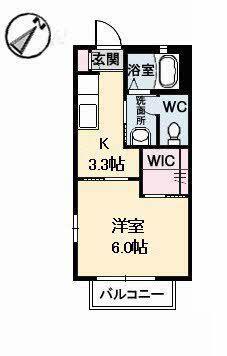 パレスHIROCO B棟(1K/1階)の間取り写真