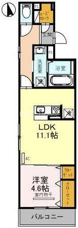 高井田ハイツ(1LDK/2階)の間取り写真