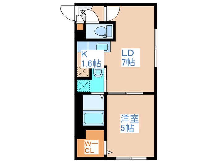 TERRACE HIBIKI(1LDK/1階)の間取り写真