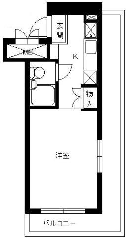 スカイコート綱島第3(ワンルーム/1階)の間取り写真