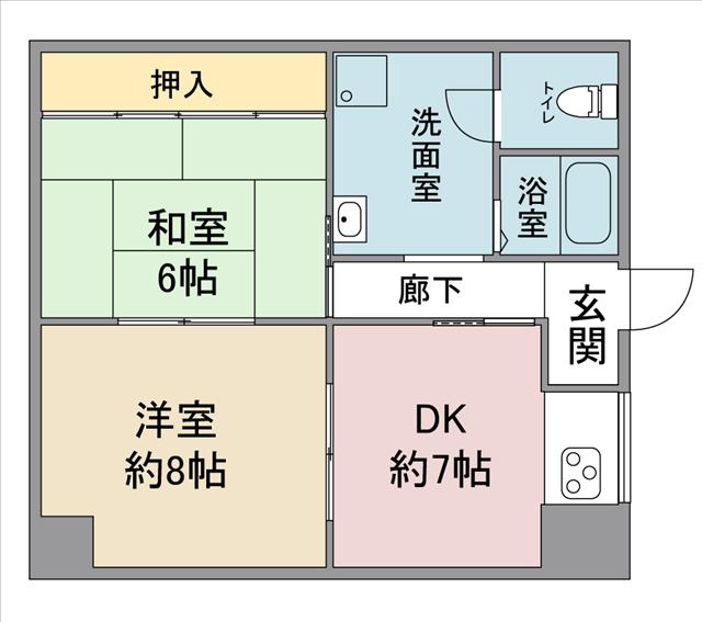 コーポラス吉桂(2DK/7階)の間取り写真