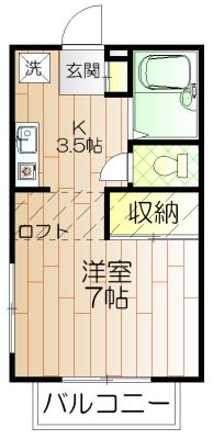 マイルーム(1K/2階)の間取り写真