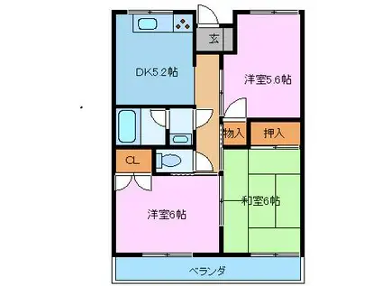 ペアシティ榊A(3DK/2階)の間取り写真