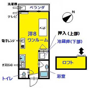 ドマーニ大手町(ワンルーム/2階)の間取り写真