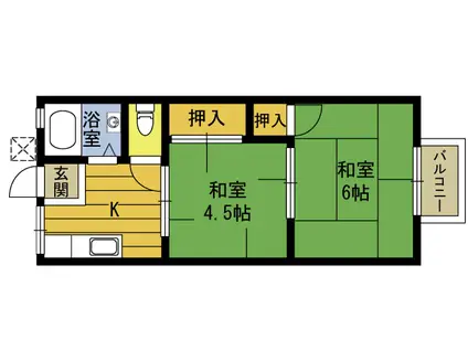 小倉ハイツ(2K/2階)の間取り写真