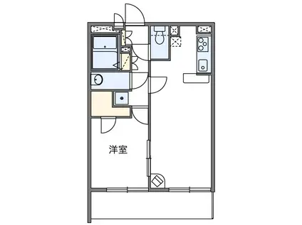 イーストFIELDII(1LDK/1階)の間取り写真