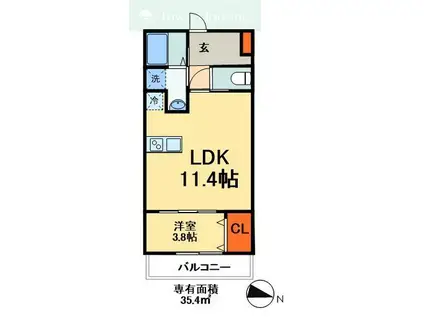 明幸3番館(1LDK/1階)の間取り写真
