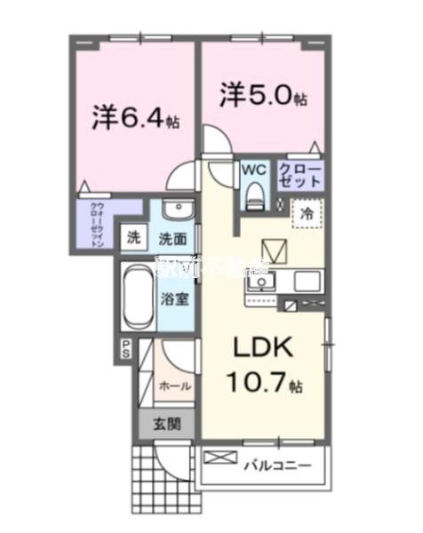 オーブ シャルダンA(2LDK/1階)の間取り写真