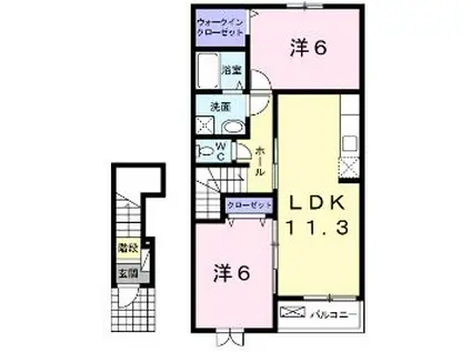 ラフレシールC(2LDK/2階)の間取り写真