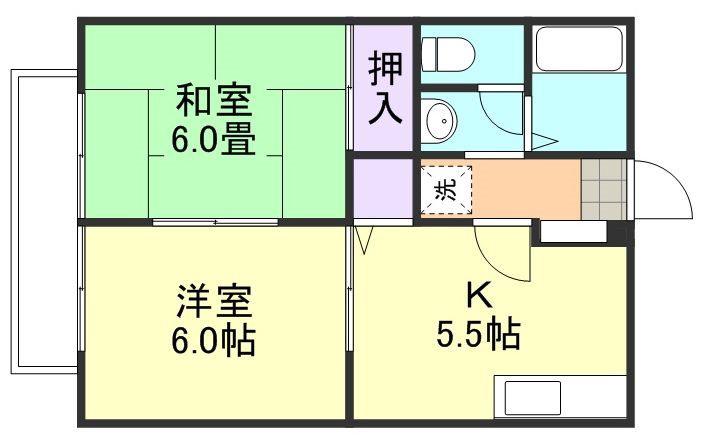 サンライフ中島 II B(2K/1階)の間取り写真