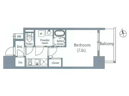 アドバンス上町台シュタット(1K/2階)の間取り写真