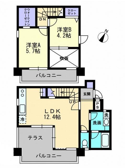 キュービックパレス(2LDK/2階)の間取り写真