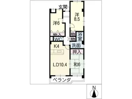 三和シャトー(3LDK/3階)の間取り写真