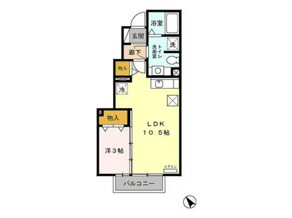 クレスト雅B棟(1LDK/1階)の間取り写真