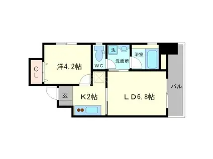 AMORE HOMMACHI ウエスト(2K/10階)の間取り写真