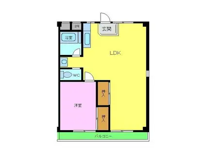 シャトードイワネ2号館(1LDK/1階)の間取り写真