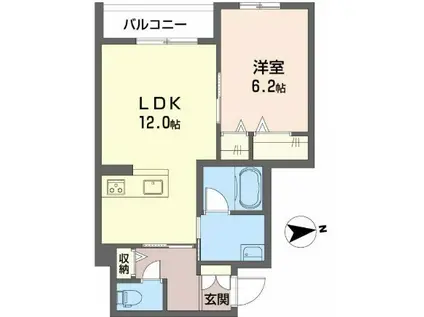 シャーメゾン リヴィエール(1LDK/2階)の間取り写真
