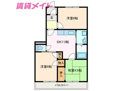 ラ・トゥール(3DK/2階)の間取り写真