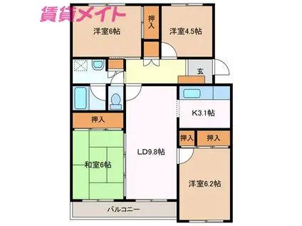 メゾン丸之内(4LDK/2階)の間取り写真