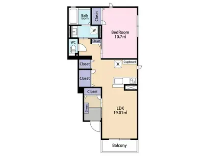 ルリアン縁(1LDK/1階)の間取り写真