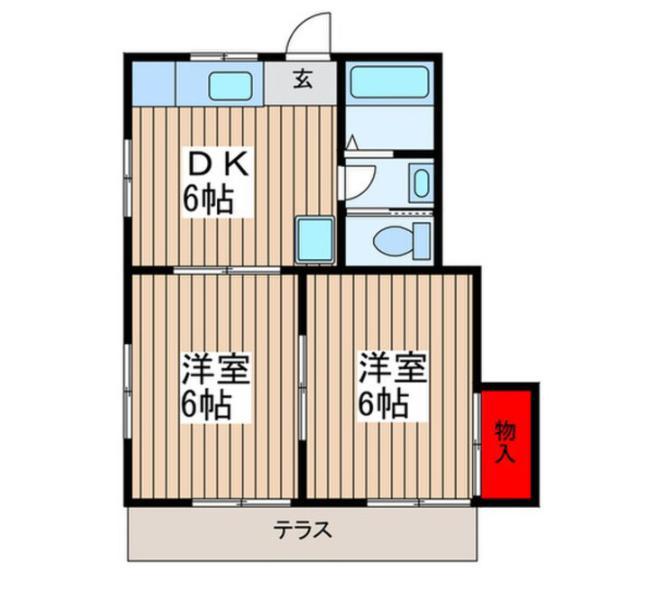 第2秋山コーポ(2DK/1階)の間取り写真