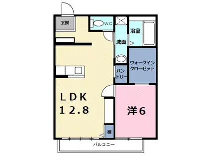 スカイハイツ河相A(1LDK/1階)の間取り写真