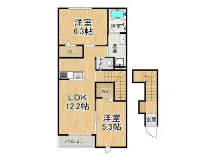 フロリバンダ(2LDK/2階)の間取り写真