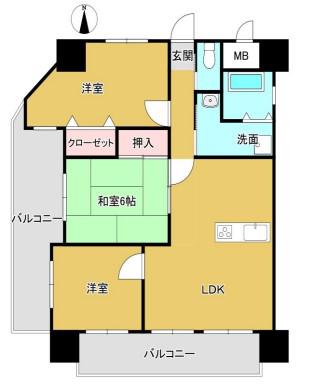 クレール郡山筒井(3LDK/4階)の間取り写真