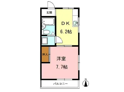 コーポのぼりみち(1DK/3階)の間取り写真