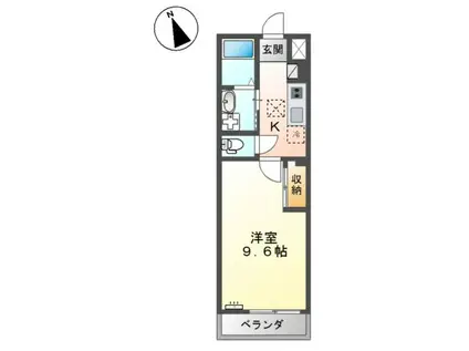 シェルル爪崎(1K/2階)の間取り写真