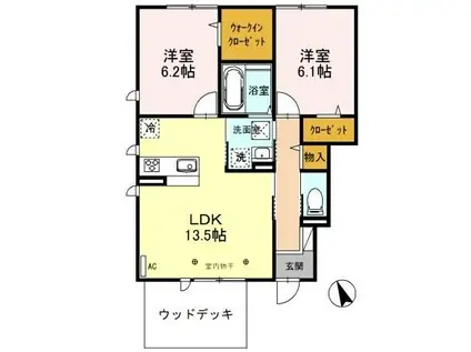 WIT上田(2LDK/1階)の間取り写真