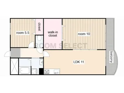 本山ヒルサイドヴィラ(2LDK/6階)の間取り写真