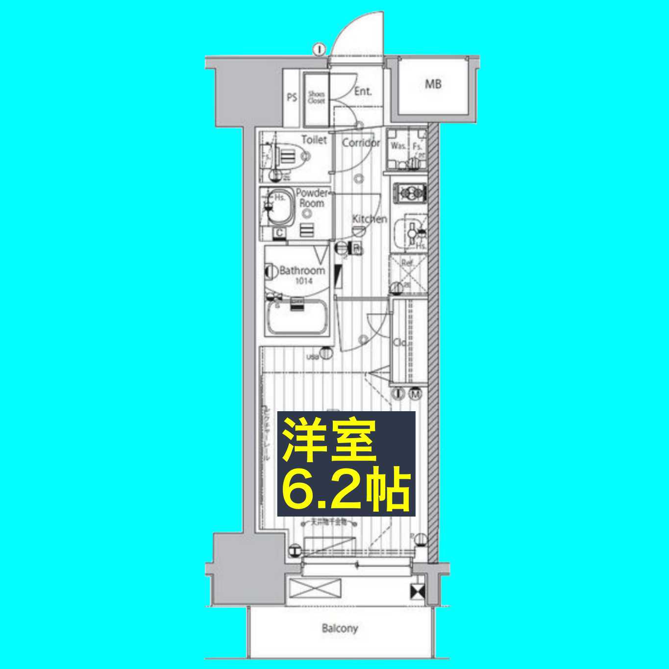 メイクス矢場町(1K/9階)の間取り写真
