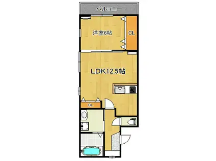 アストライア女池神明(1LDK/2階)の間取り写真