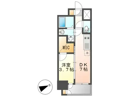 エステムコート名古屋新栄Vラポール(1DK/3階)の間取り写真