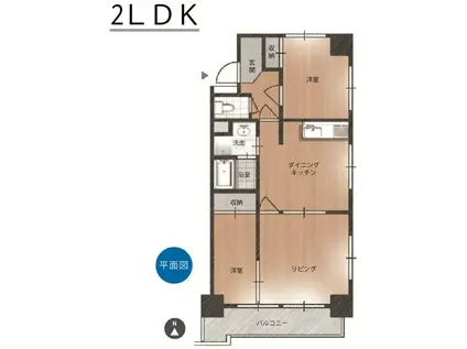 サンライズ康生(2LDK/3階)の間取り写真