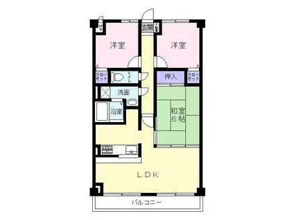 リーガル堺(3LDK/3階)の間取り写真