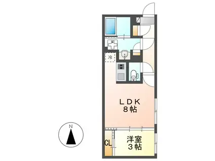 QUADOR川名(1LDK/2階)の間取り写真