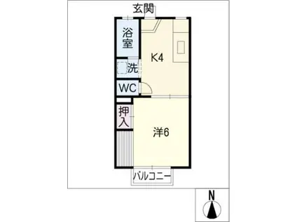アーバンハイツ林(1K/2階)の間取り写真