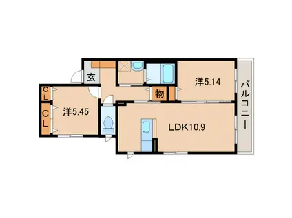 ブランノワール(2LDK/2階)の間取り写真