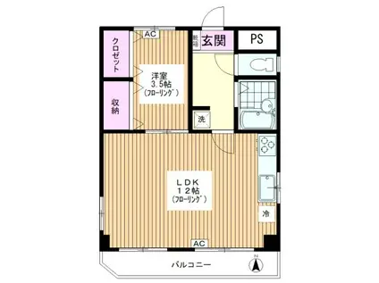 KDハイツ(1LDK/3階)の間取り写真