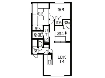 ハビタ45(3LDK/1階)の間取り写真