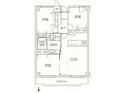 コスモリード学芸大(3LDK/3階)の間取り写真