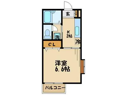 ベルグラン祖師谷(1K/1階)の間取り写真