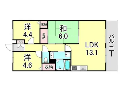 アプリーレ垂水(3LDK/9階)の間取り写真